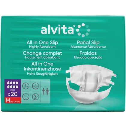 Alvita Incontinence All-In-One Slip Maxi Night Medium Pack of 20