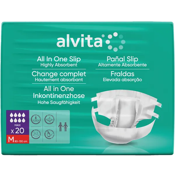 Alvita Incontinence All-In-One Slip Maxi Night Medium Pack of 20