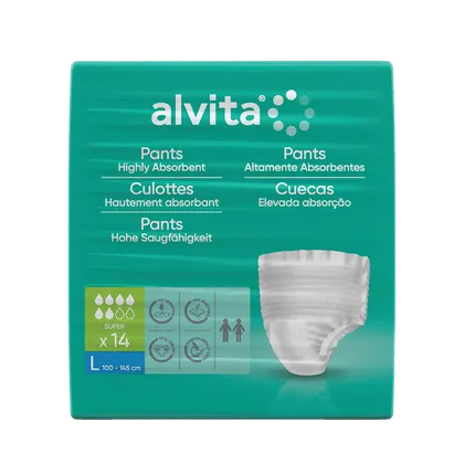 Alvita Incontinence Pants Super Day Large Pack of 14