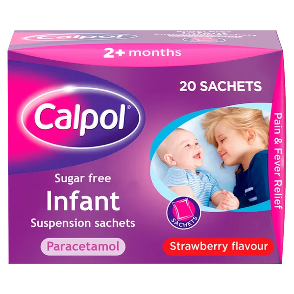 Calpol Sugar Free Infant Suspension Sachets Strawberry Flavour 2+ Months 20 x 5ml