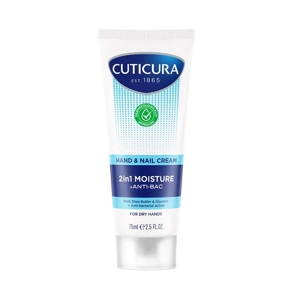 Cuticura Hand & Nail Cream 2 in 1 Moisture +Anti-Bac 75ml