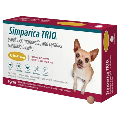 Simparica Trio 3mg Tablets Pack of 3 (1.25 – 2.5kg)