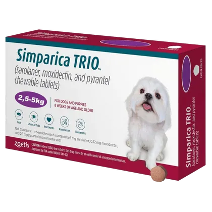 Simparica Trio 6mg Tablets Pack of 3 (2.5 – 5kg)
