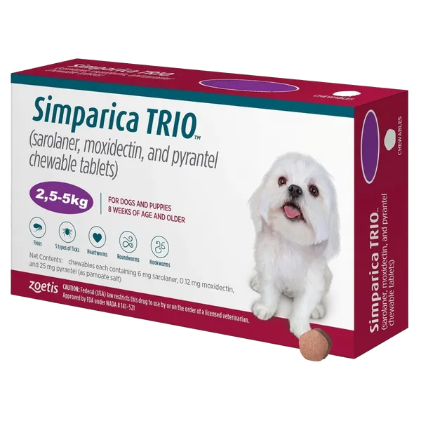Simparica Trio 6mg Tablets Pack of 3 (2.5 – 5kg)