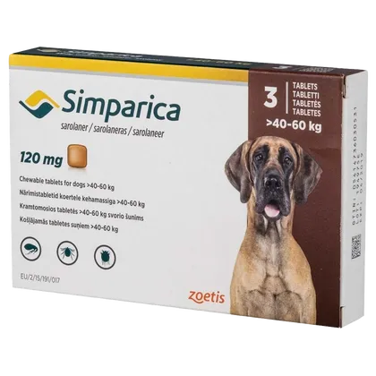 Simparica Chewable Tablets 120mg Pack of 3 (40 – 60kg)
