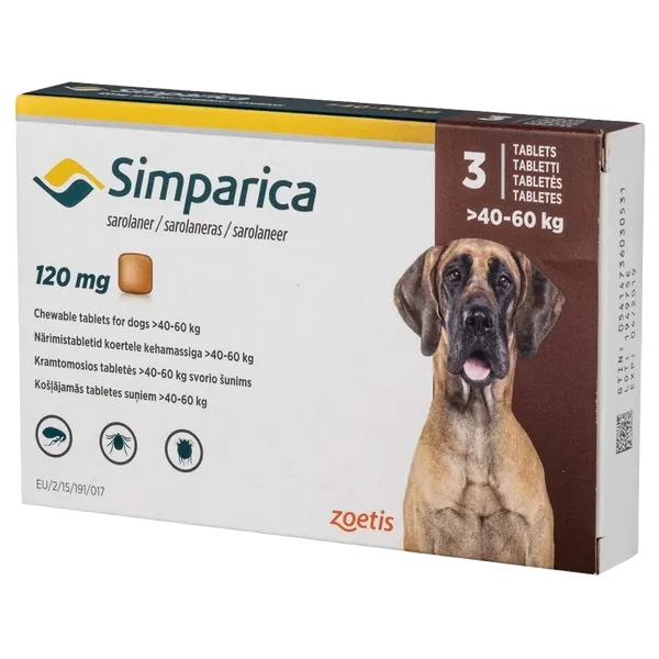 Simparica Chewable Tablets 120mg Pack of 3 (40 – 60kg)