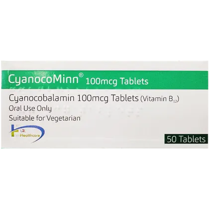 CyanocoMinn 100mcg Vitamin B12 Tablets Pack of 50