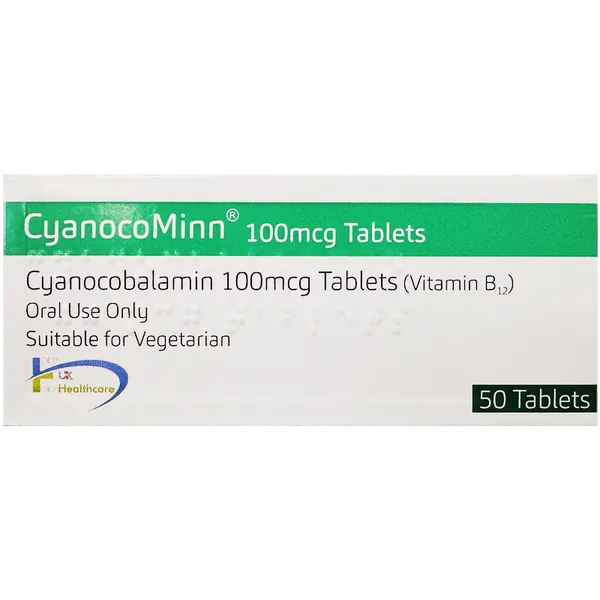 CyanocoMinn 100mcg Vitamin B12 Tablets Pack of 50