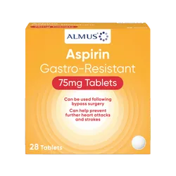 Almus Aspirin Gastro Resistant 75mg Tablets Pack of 28