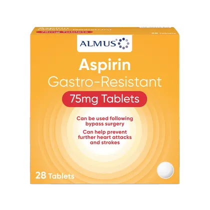 Almus Aspirin Gastro Resistant 75mg Tablets Pack of 28