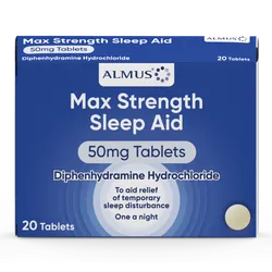 Almus Max Strength Sleep Aid 50mg Tablets Pack of 20