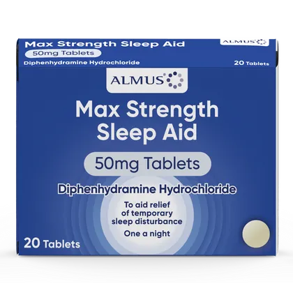 Almus Max Strength Sleep Aid 50mg Tablets Pack of 20