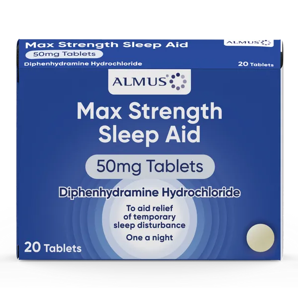 Almus Max Strength Sleep Aid 50mg Tablets Pack of 20