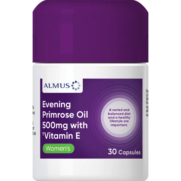 Almus Evening Primrose Oil 500mg & Vitamin E Capsules Pack of 30