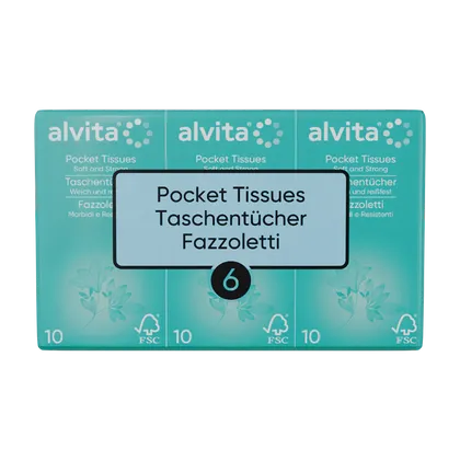 Alvita Pocket Tissues Pack of 10 x 6