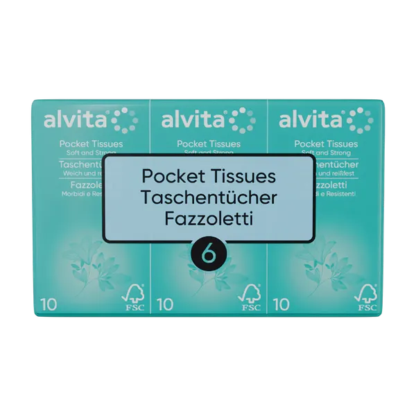 Alvita Pocket Tissues Pack of 10 x 6