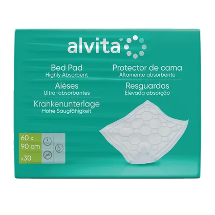 Alvita Incontinence Range Pads Waterproof Bed 60cm X 90cm Pack of 30