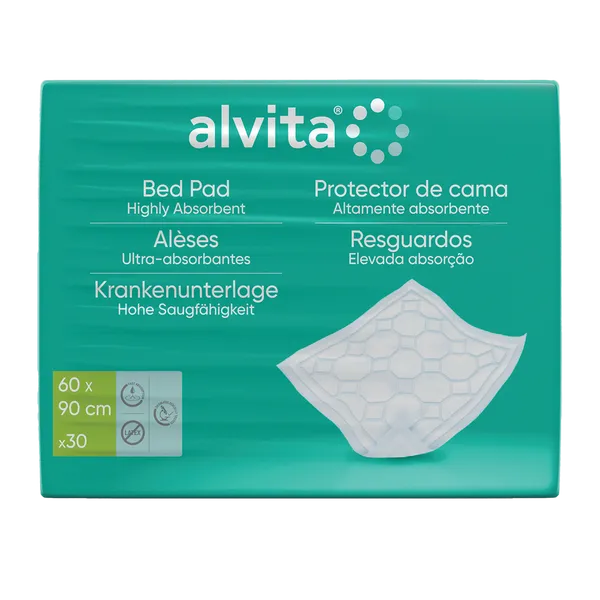 Alvita Incontinence Range Pads Waterproof Bed 60cm X 90cm Pack of 30