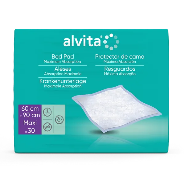 Alvita Incontinence Range Bed Pad Maxi 60cm X 90cm Pack of 30