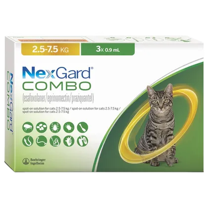 NexGard Combo Spot-on for Large Cats 2.5kg-7.5kg (Pack of 3) POM-V