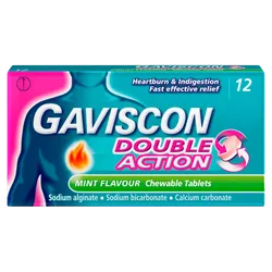 Gaviscon Double Action Mint Chewable Tablets Pack of 12