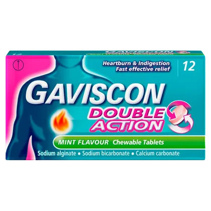 Gaviscon Double Action Mint Chewable Tablets Pack of 12