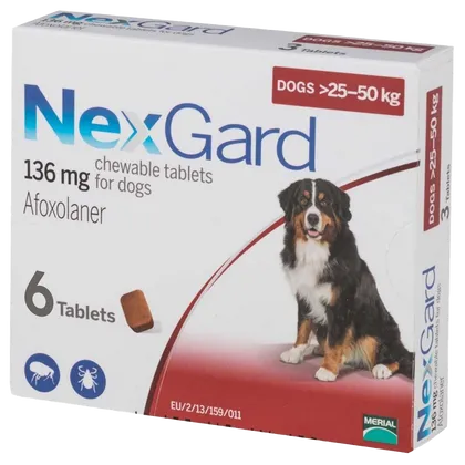 Nexgard Extra Large Dog 25 – 50kg Chewable Tablets Pack of 6