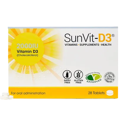 SunVit-D3 Vitamin D3 Tablets 2000iu Pack of 28