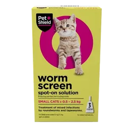 Pet Shield Worm Screen Spot-on Solution for Small Cats ≥ 0.5 - 2.5kg Pack of 3