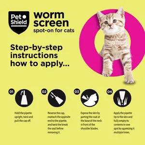 Pet Shield Worm Screen Spot-on Solution for Small Cats ≥ 0.5 - 2.5kg Pack of 3