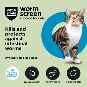 Pet Shield Worm Screen Spot-on Solution for Small Cats ≥ 0.5 - 2.5kg Pack of 3