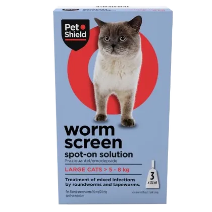 Pet Shield Worm Screen Spot-on Solution for Large Cats > 5 - 8kg Pack of 3