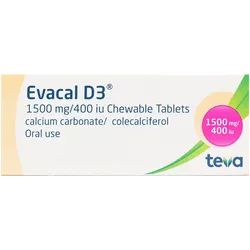 Evacal D3 Chewable Tablets 1500mg/400iu Pack of 112