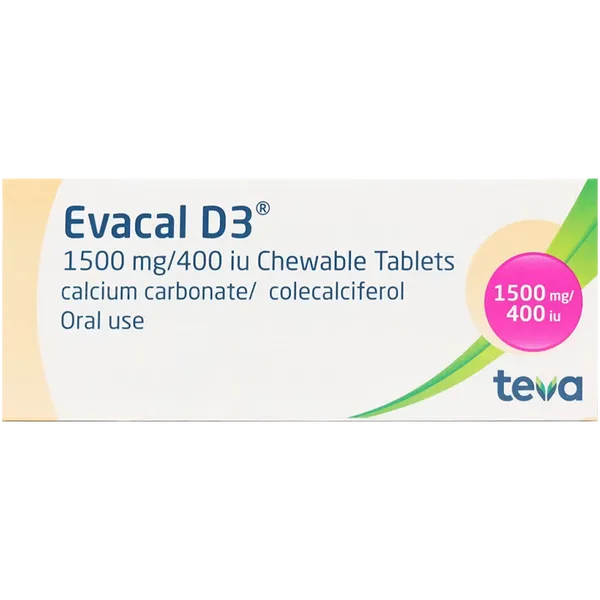 Evacal D3 Chewable Tablets 1500mg/400iu Pack of 112