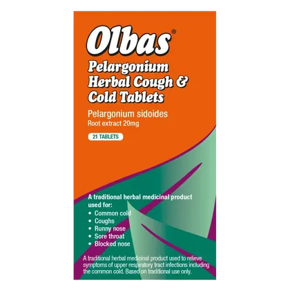 Olbas Pelargonium Herbal Cough & Cold Tablets Pack of 21