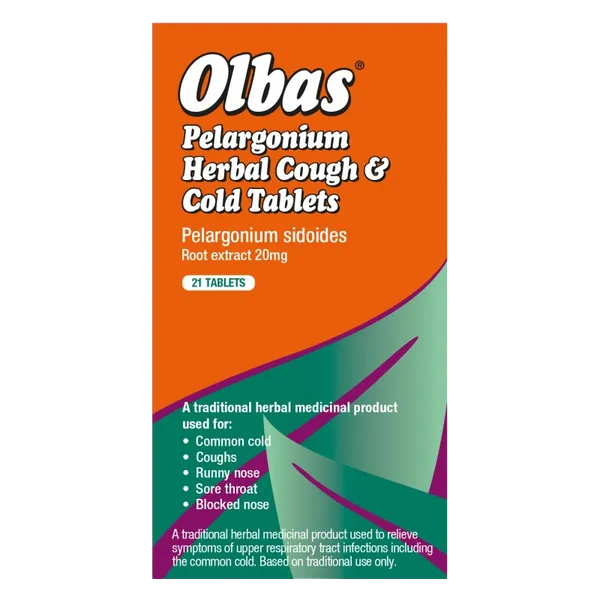 Olbas Pelargonium Herbal Cough & Cold Tablets Pack of 21