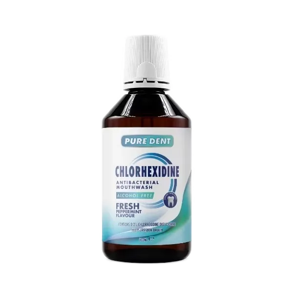 Pure Dent Chlorhexidine Alcohol Free Mouthwash Peppermint 500ml