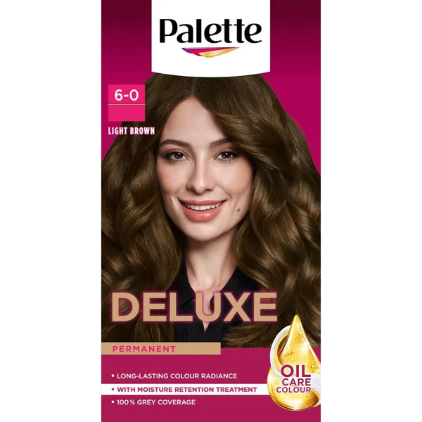 Palette Deluxe 6-0 Light Brown Oil Care Colour Permanent Hair Dye