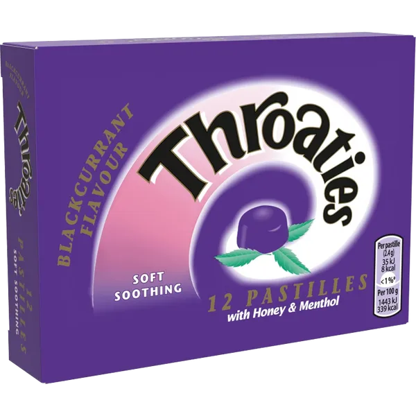Throaties Blackcurrant Flavour Pastilles Pack of 12