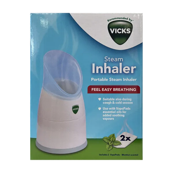 Vicks Portable Steam Inhaler with 2 VapoPads, front of pack.