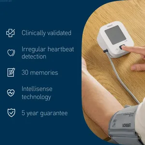 Omron M2 Essential features: clinically validated, irregular heartbeat detection, 30 memories, Intellisense technology and 5 year guarantee.