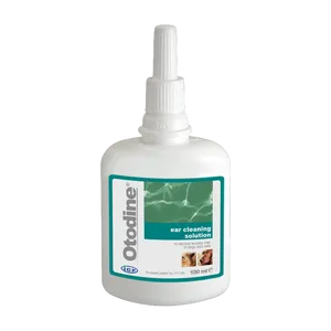 Otodine ear cleaning solution 100ml bottle on its own, front view.