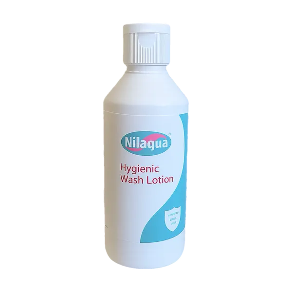 Nilaqua Hygienic Wash Lotion 200ml bottle, front view.