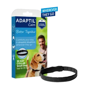 Adaptil Calm On-The-Go calming collar for small dogs up to 15kg, pack with black collar