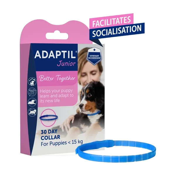 Adaptil Junior calming collar for puppies, pack with blue collar