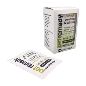 Pet Remedy calming wipes box of 12 handy sachets with one sachet in front
