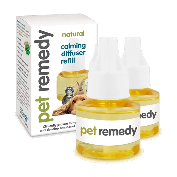 Pet Remedy calming diffuser refill twin pack: box and two 40ml refill bottles