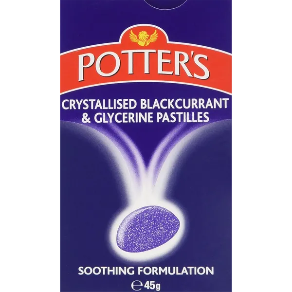 Potters Pastilles Blackcurrant & Glycerine Crystallised 45g