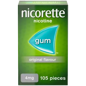 Nicorette Original Gum 4mg with 105 pieces packaging