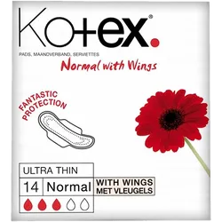 Kotex Ultra Thin Normal Towels with Wings Pack of 14